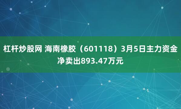 杠杆炒股网 海南橡胶（601118）3月5日主力资金净卖出893.47万元