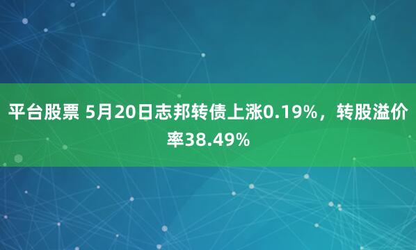 平台股票 5月20日志邦转债上涨0.19%，转股溢价率38.49%