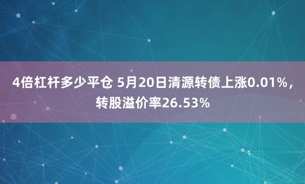 4倍杠杆多少平仓 5月20日清源转债上涨0.01%，转股溢价率26.53%