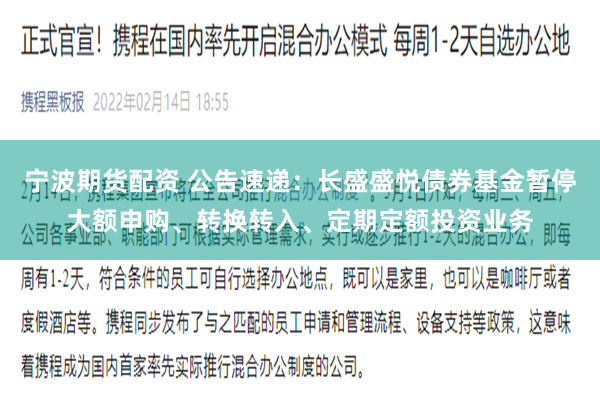 宁波期货配资 公告速递：长盛盛悦债券基金暂停大额申购、转换转入、定期定额投资业务
