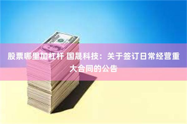 股票哪里加杠杆 国晟科技：关于签订日常经营重大合同的公告