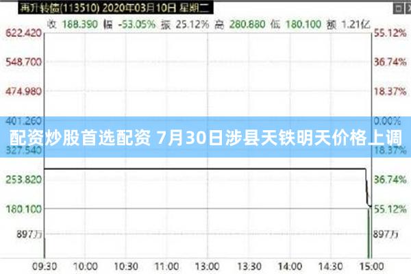 配资炒股首选配资 7月30日涉县天铁明天价格上调